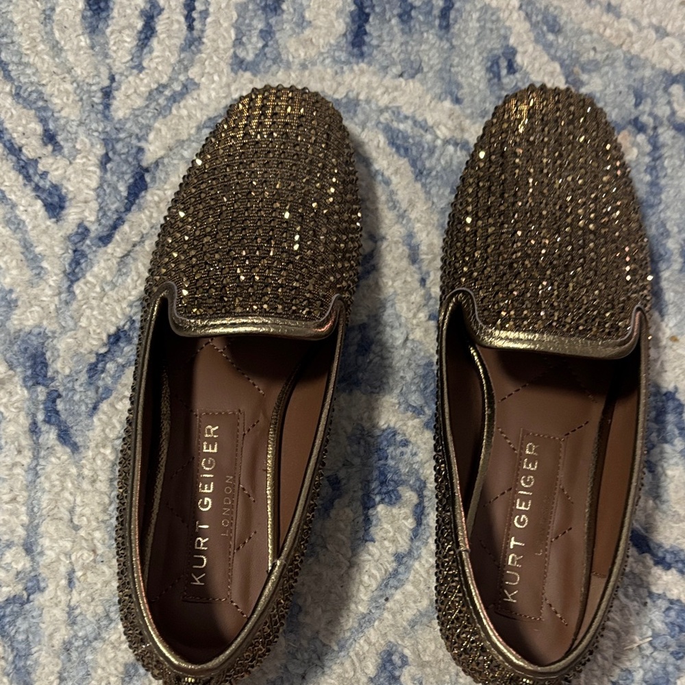 Kurt Geiger Women's Sparkling Gold Flats